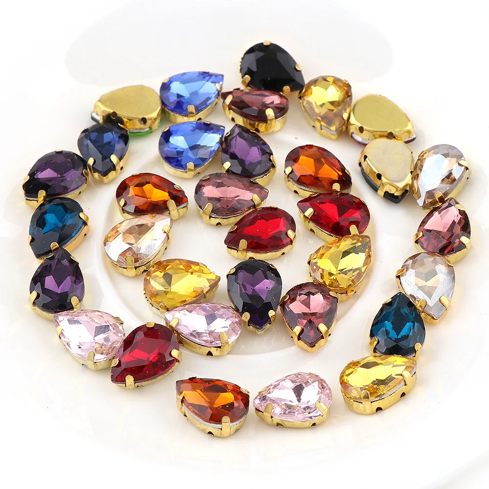 24 шт./пакет разных цветов золотой медный коготь пришивной камень овальной формы в