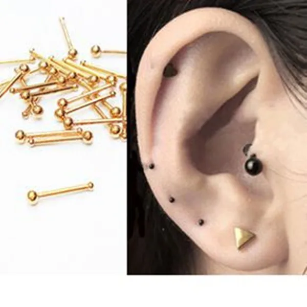 Серьги гвоздики из нержавеющей стали золотистые/черные с маленькими