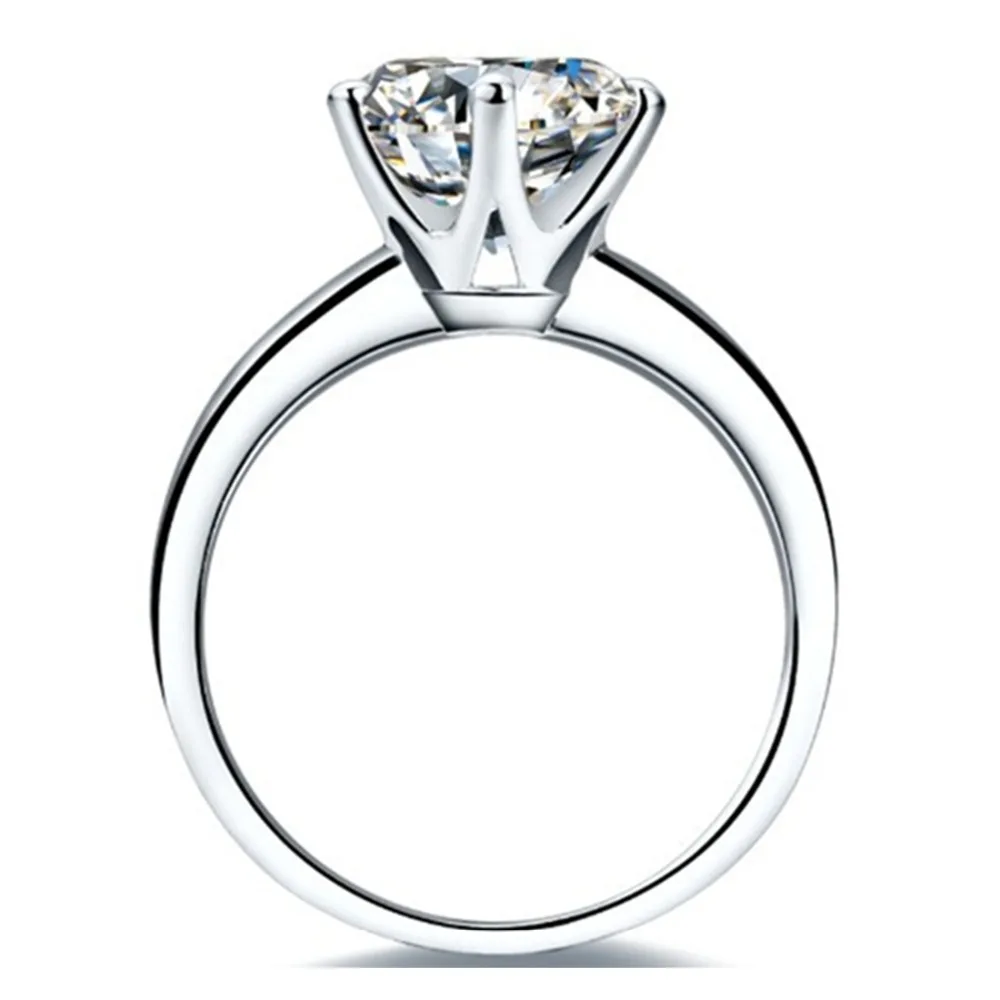 Test as Diamond ! 3CT Ring Crown Design Prongs Excellent Round Moissanite Jewelry Women 18K White Gold Engagement | Украшения и