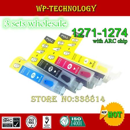[3 комплекта оптом] пустой картридж для заправки T1271-T1274 подходит Epson NX530 NX625 WF-3520