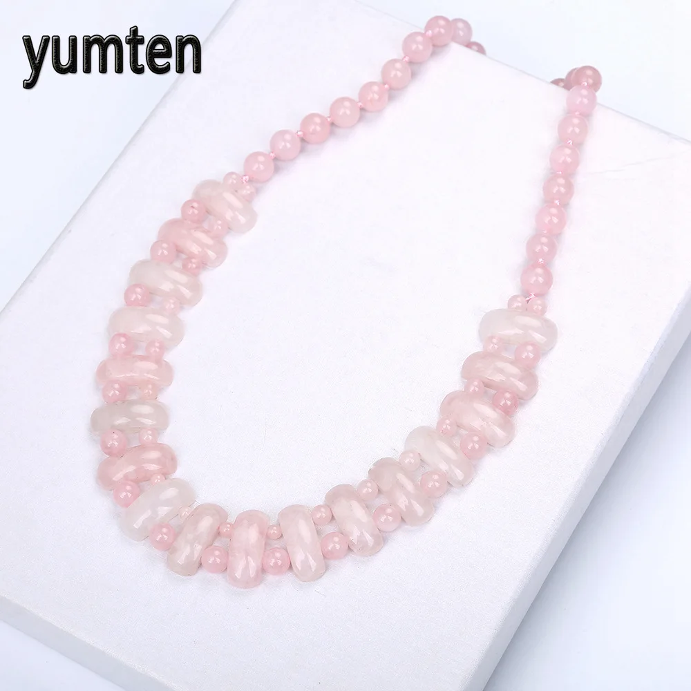 Yumten розовое кварцевое женское ожерелье из натурального камня розовые
