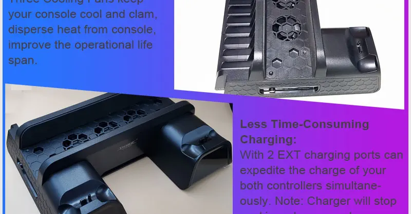 PS4/Slim/PRO вертикальный подставки с 3 Вентилятор охлаждения зарядная станция для SONY Playstation 4 подставка для двух контроллеров для Зарядное устройство Док-станция с вентилятором
