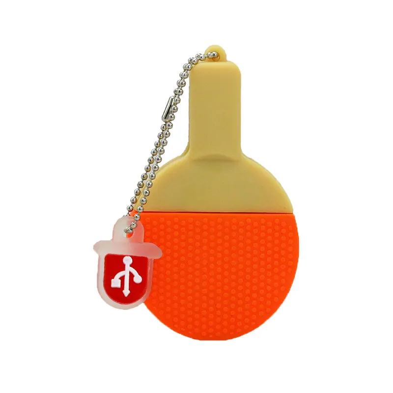 Orange Флеш-накопитель с мультяшными шариками для пинг-понга, Usb ручка, 8 ГБ, 16 ГБ, 32 ГБ, 64 ГБ, Usb флеш-накопитель, ракетка для настольного тенниса, Usb карта памяти для хранения - Цвет: Orange