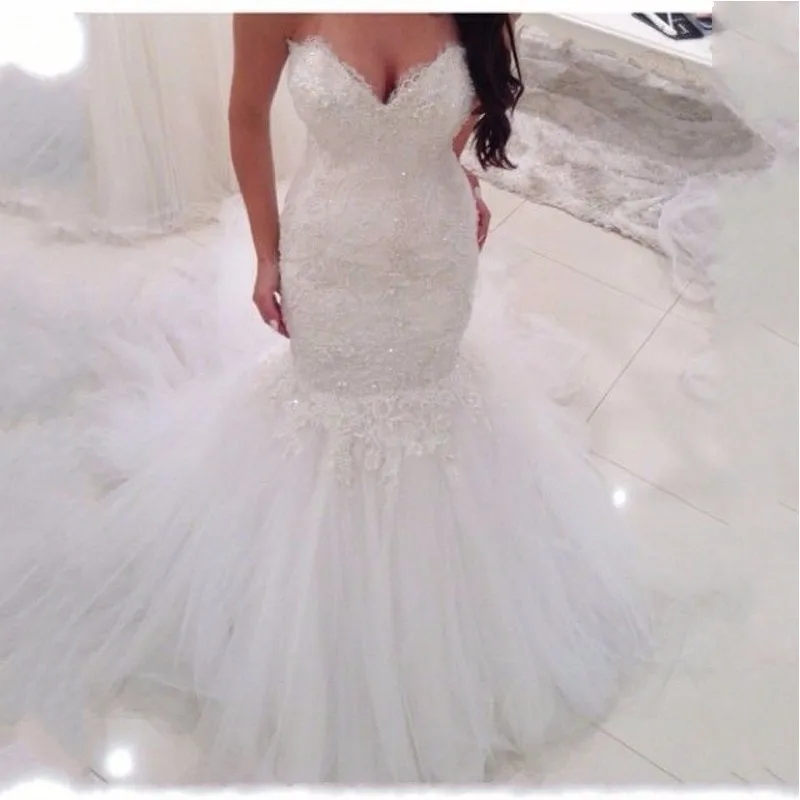 Элегантный Милая Шеи Русалка Свадебное Платье 2017 Сексуальная С Плеча Casamento