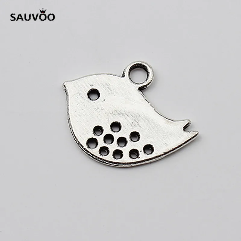 SAUVOO 50pcs Metal Antique Silver Color Animal Bird Bracelet Charms Necklace Pendent 12.5*16mm For DIY Jewelry Findings F1963 | Украшения и
