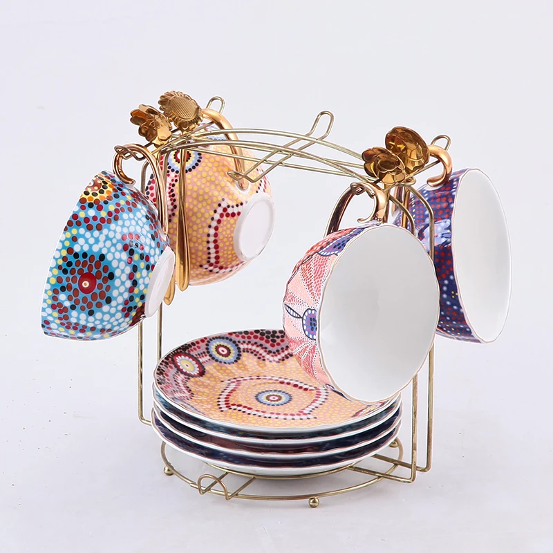 Топ класс богемный ретро Роскошные Кофе Tazas чип Ароматические чай чашки кафе Copos красивые цвет украшения Bardak Tasse Xicaras