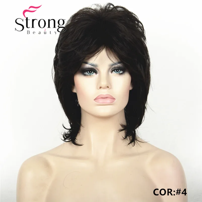 StrongBeauty короткий пушистый слоистый светильник коричневый высокий светильник ed Классический колпачок полный синтетический парик женские волосы парики