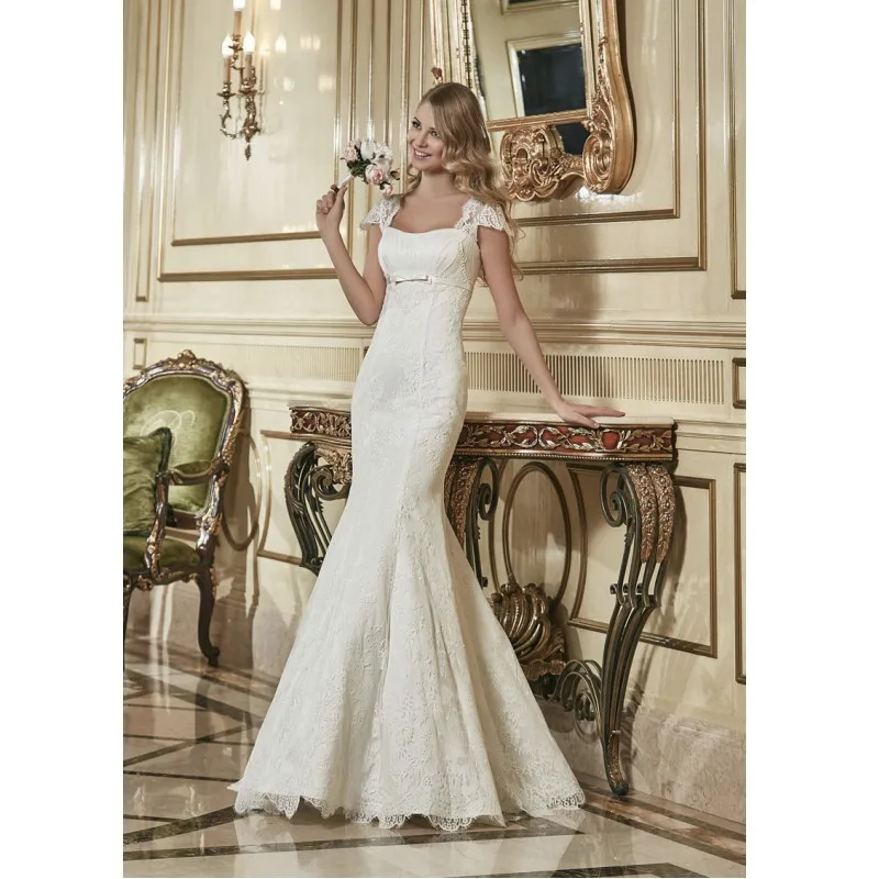 Vestidos De Novia 2016 Romantic Lace Wedding Dresses with Cap Sleevs and up Back Ivory Vintage Bridal | Свадьбы и торжества