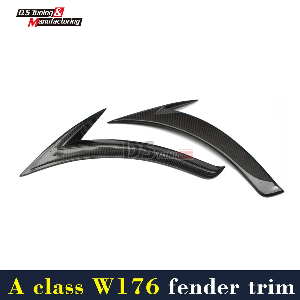 Side Fender Trim 1 пара колеса из углеродного волокна для бровей, разделитель листьев, спойлеры Canard для Mercedes A Class W176 A180 A200 A220 A250, без сверла 2013 - Цвет: Side Fender Trim