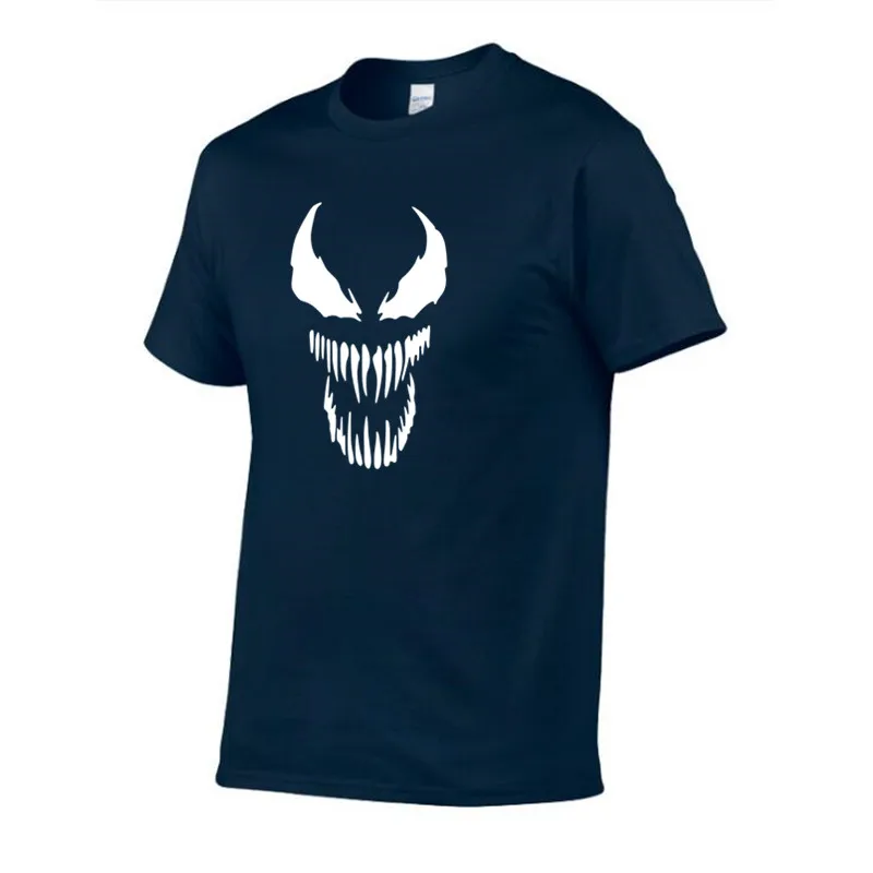 Navy Унисекс Venom Comic оригинальность черный хлопок Harajuku футболка лето для мужчин и женщин аниме черный хлопок фильм топы тройник Homme - Цвет: Navy