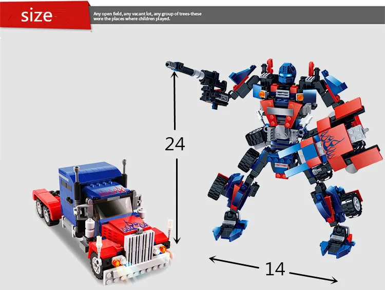 

377pcs 2 in 1 Deformation Truck robot assembly children building blocks car toy boy gift