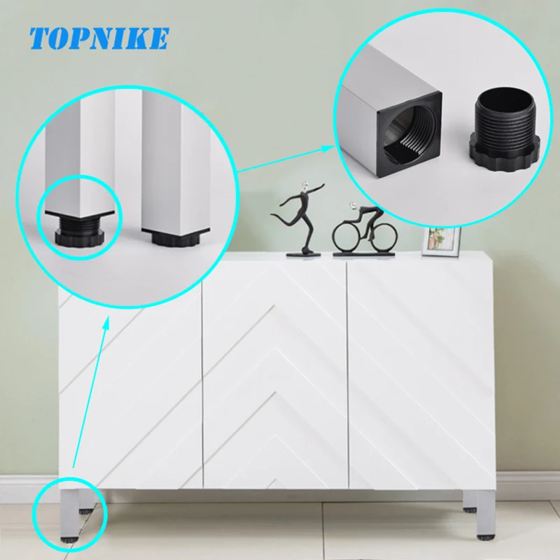 TOPNIKE 4 шт/лот серебряные ножки шкафа из алюминиевого сплава настраиваемая высота квадратная регулируемая нога стола ТВ ножки шкафа