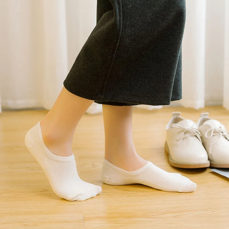 5 пар женские носки Нескользящие силиконовые невидимые хлопковые одноцветные