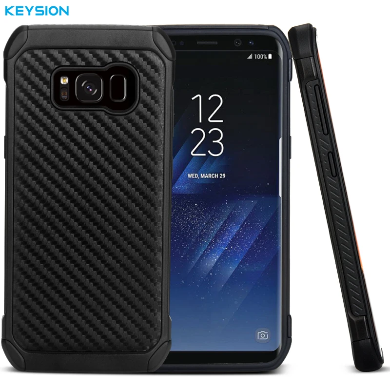 Чехол KEYSION для Samsung Galaxy S8 Plus углеродное волокно текстурный ПК + ТПУ 2 в 1