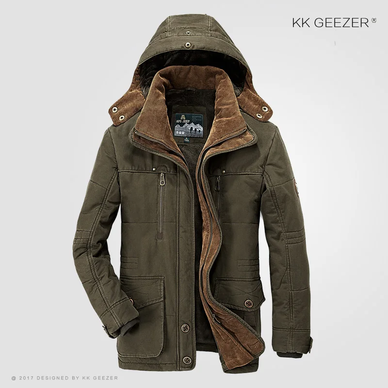 Армейский зеленый Зимняя мужская куртка 5XL 6XL, теплое пальто большого размера, уплотненная ветровка, высокое качество, флисовая парка с хлопковой подкладкой, пальто в стиле милитари - Цвет: Армейский зеленый