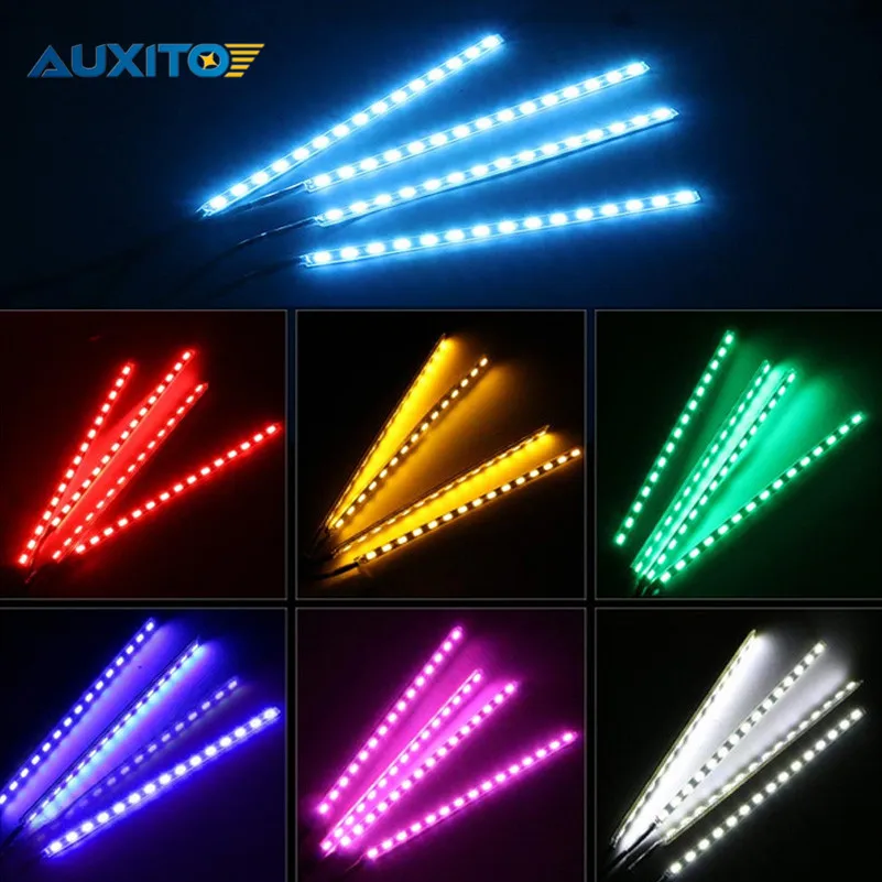 Интерьер автомобиля RGB Светодиодные полосы света атмосфера украшения лампа с