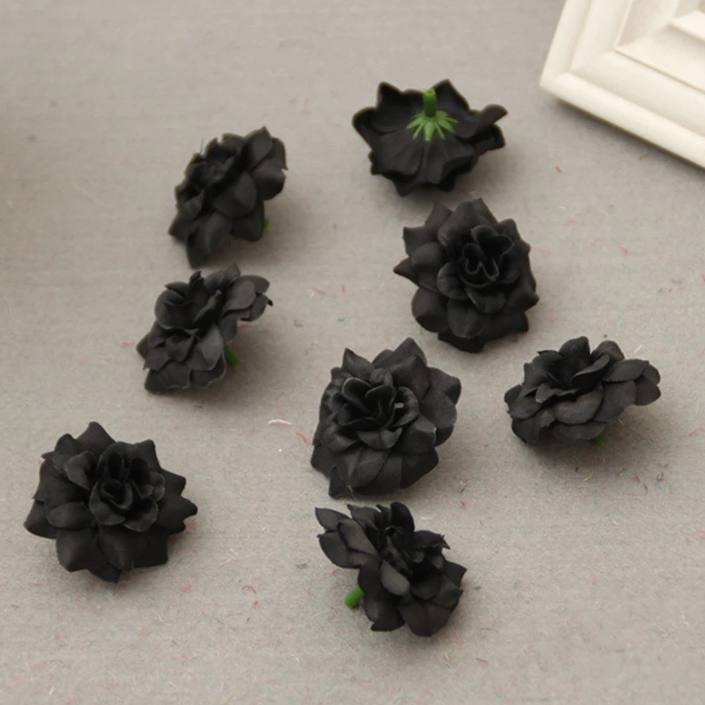 Beautiful Artificial Rose Flower For Wedding Headwear 4.5Cm 50Pcs Black | Дом и сад