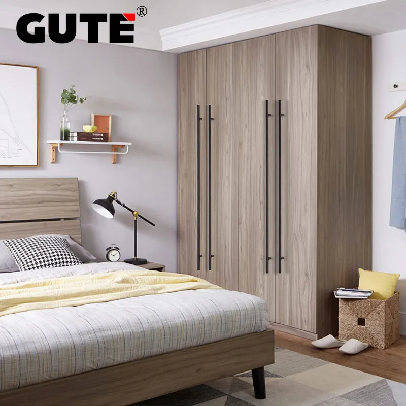 GUTE цинковый сплав ручки для современной мебели черный кухонный шкаф T Тянет