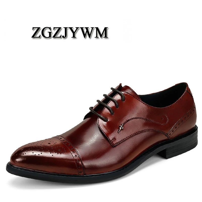 ZGZJYWM дышащие мужские деловые на шнуровке черные/коричневые/красные с острым