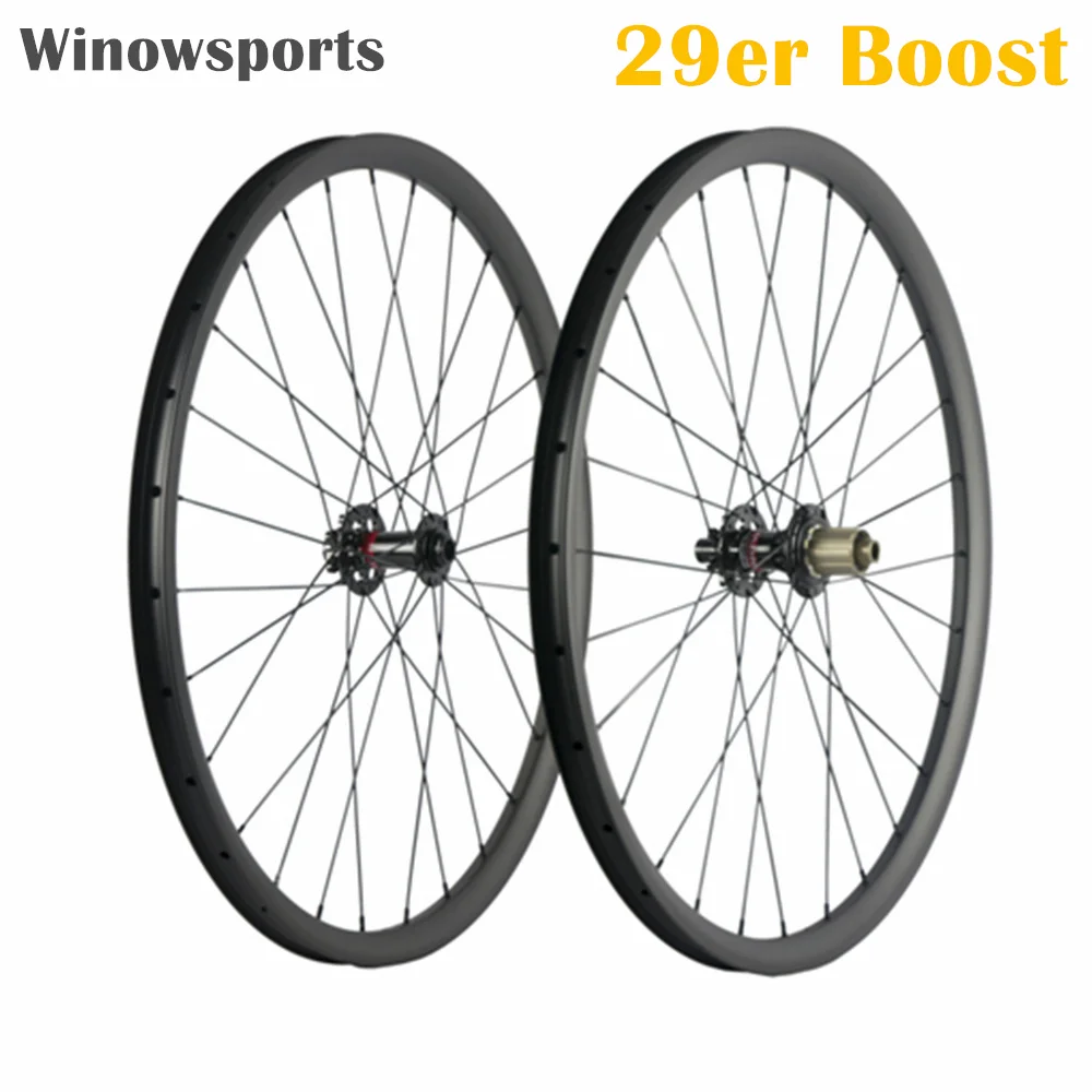 Winowsports высокого качества 29er boost углерода колесо для горного велосипеда 148*12 мм втулка Novatec D791-D462 110*15 мм через ось hookless mtb 29 колеса