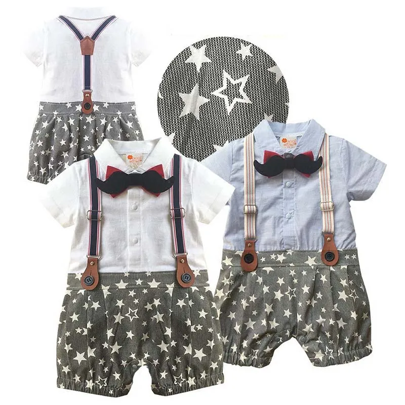 New born baby clothes Summer Baby boys rompers Short Sleeve Bow Tie Gentleman infant jumpsuit catsuit for christmas |
