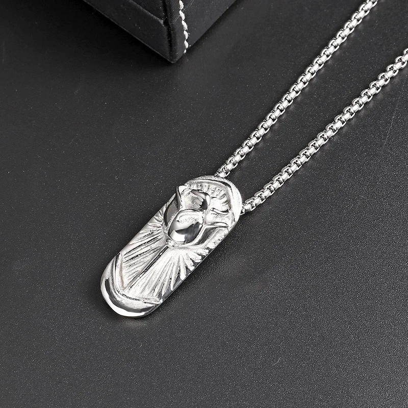 New Fashion Man Jewelry Rose Flower Pattern Pendant Necklace Silver Color Stainless Steel Chain Men Punk Simple For | Украшения и