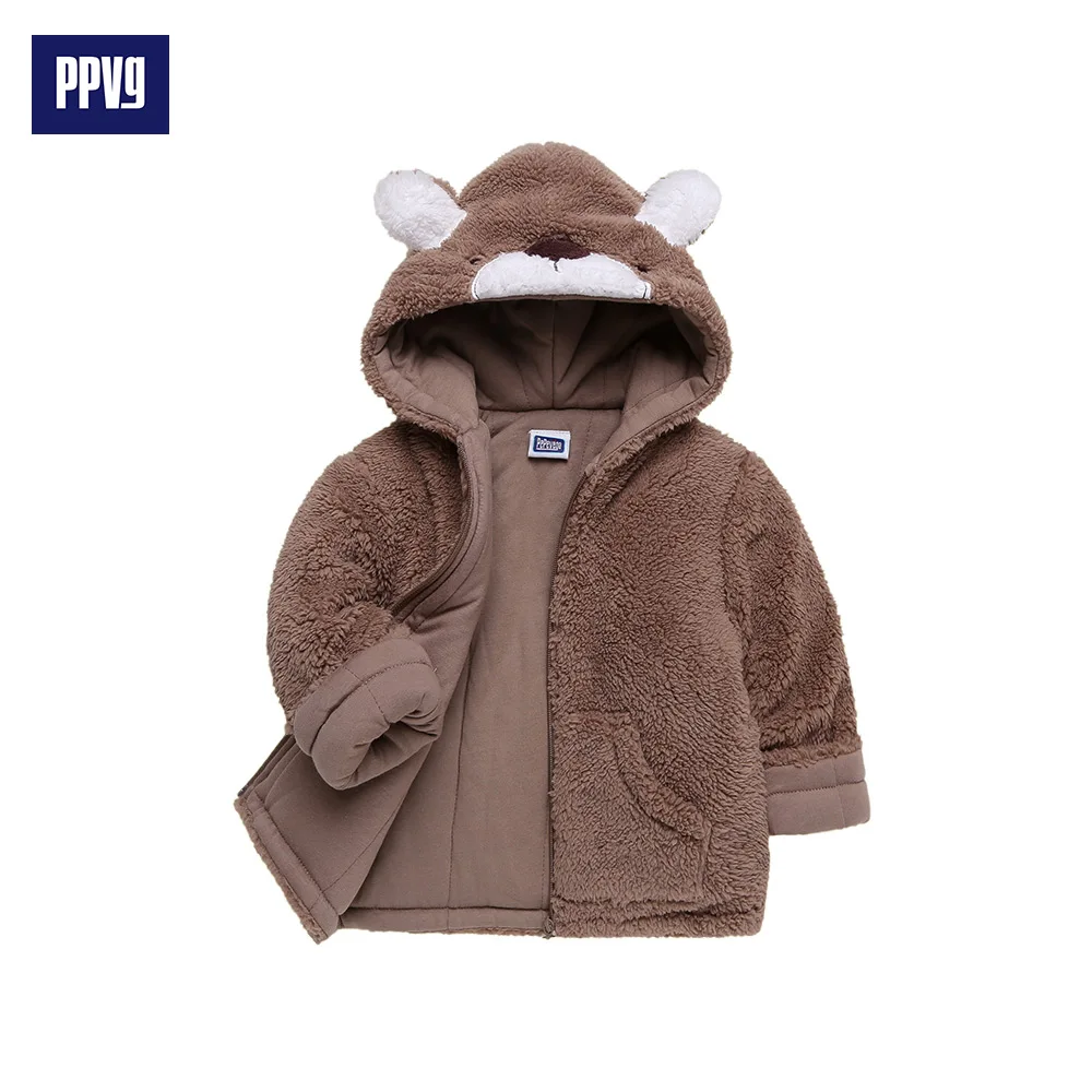 Ppvg Прекрасные Медведь капюшоном Zip-Up Fleece Пальто и пуховики для малышей | Детская