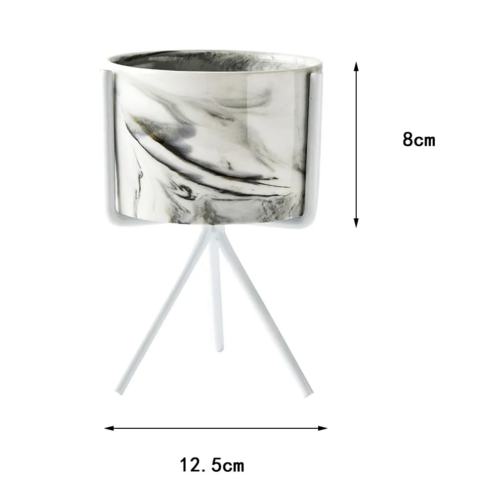 1pcs Flower Pot Geometric with Set Metal Ceramic Plant Planting Decor Display Stand Home Decal Home Ornament Home Supply