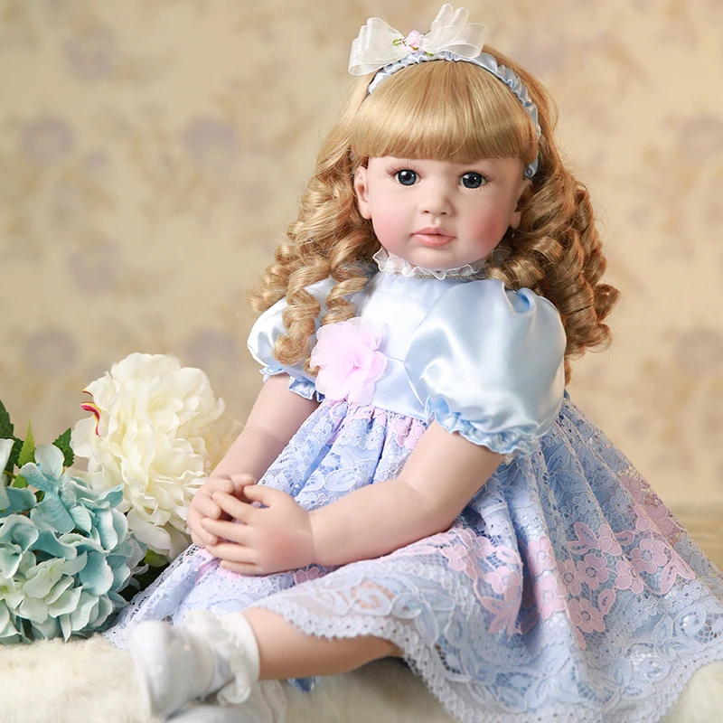 24 дюймовая силиконовая кукла для новорожденных милые светлые волосы Bebe куклы