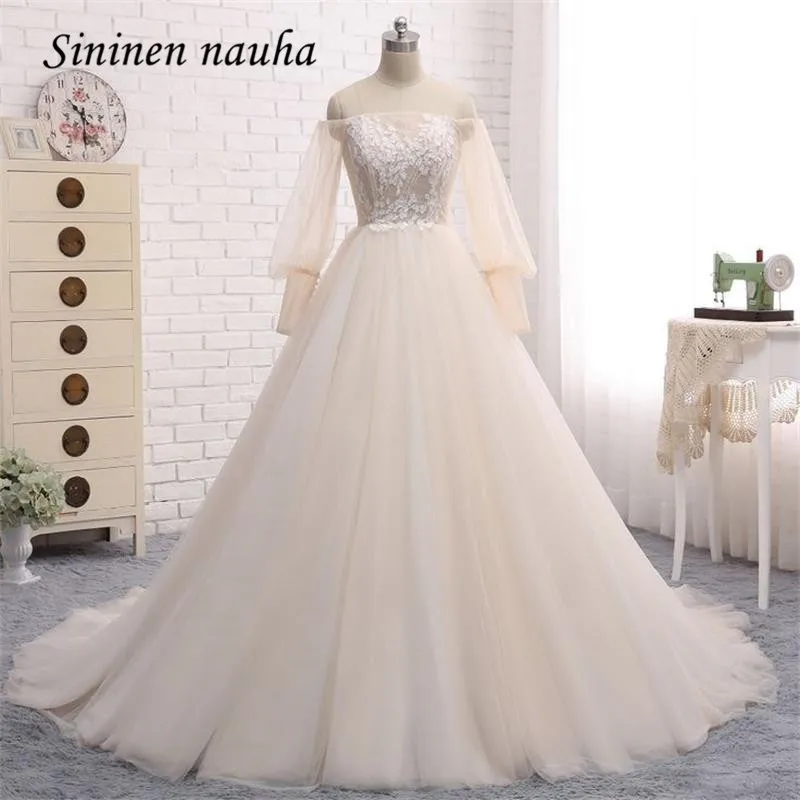 

Evening Party Dresses Long Sleeves Off Shoulder Illusion A Line Tulle Formal Prom Dress Vestidos De Festa Robe De Soiree 182