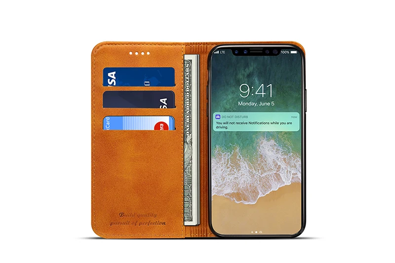 Роскошные держателя карты флип чехол для iPhone X из искусственной кожи Защитный