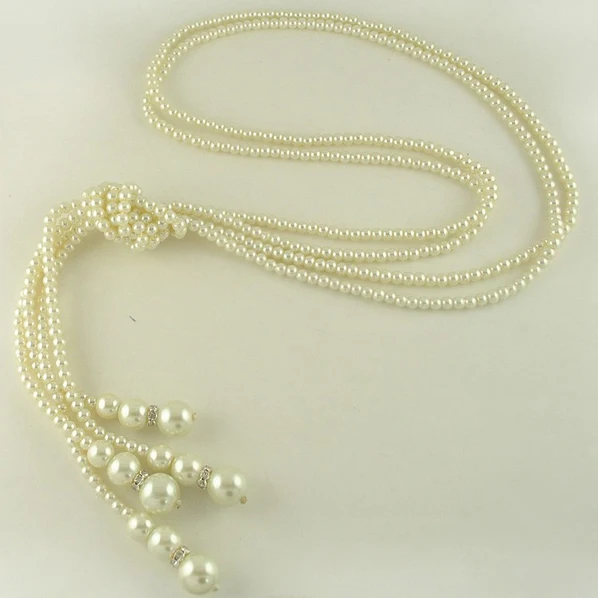 Женская двухслойная жемчужная цепочка-ожерелье идеально круглая жемчужина в