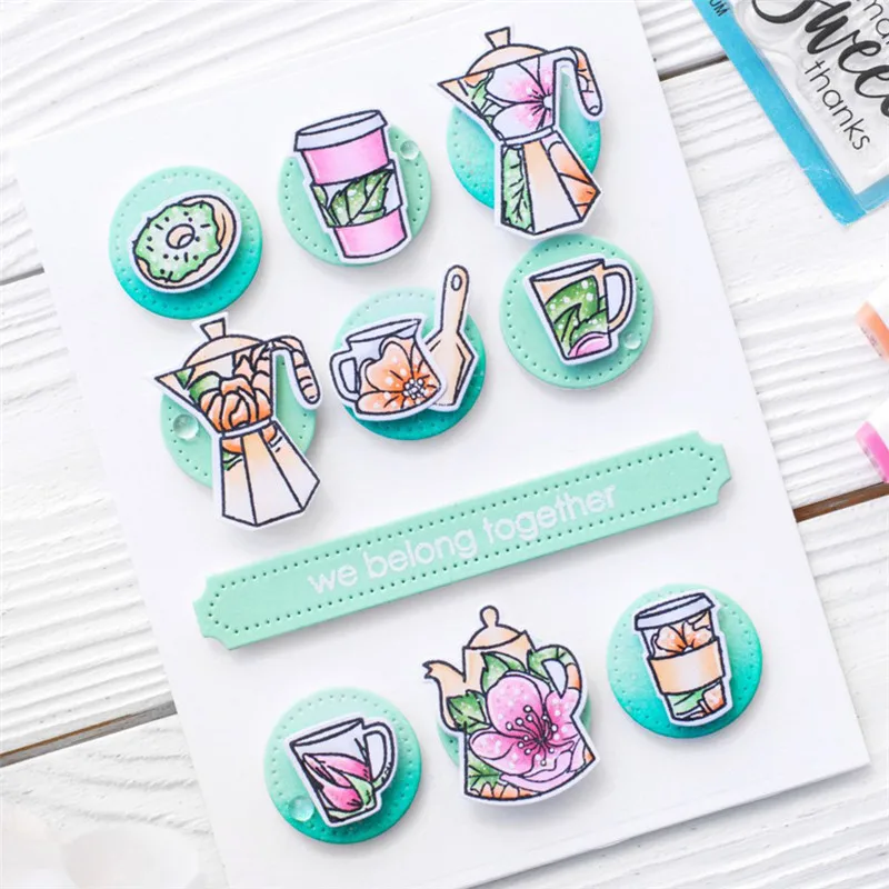 Набор штампов и для чайника кофейная чашка штамповка скрапбукинга альбом