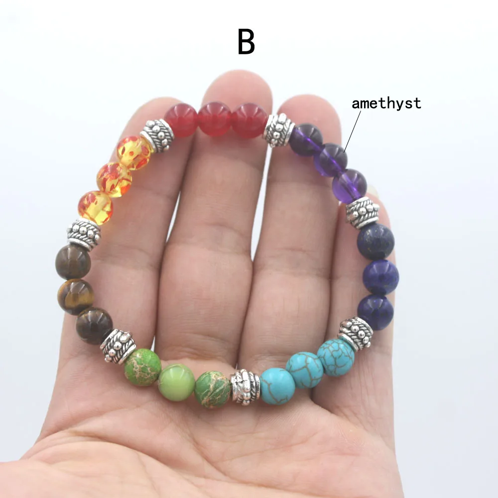 B 7 Chakra mala bracelet for women jewelry wholesale - Окраска металла: B