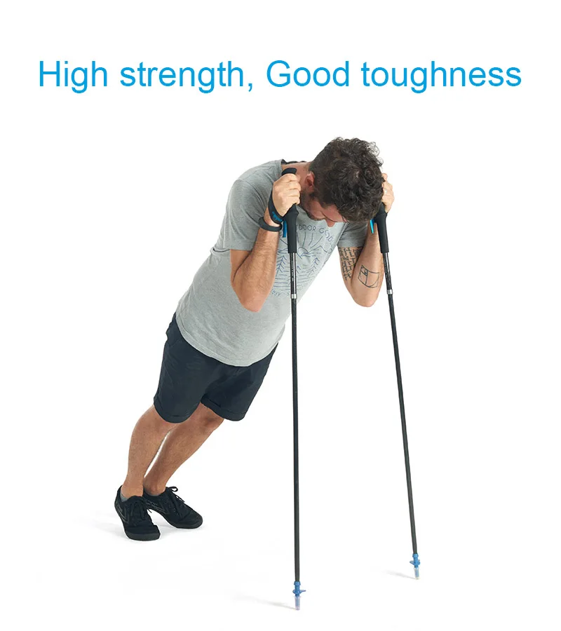 1 Pcs Naturehike Portable Collapsible Carbon Fiber Trekking Poles Quick Lock Compact Folding Walking Stick Tourism Trail Running