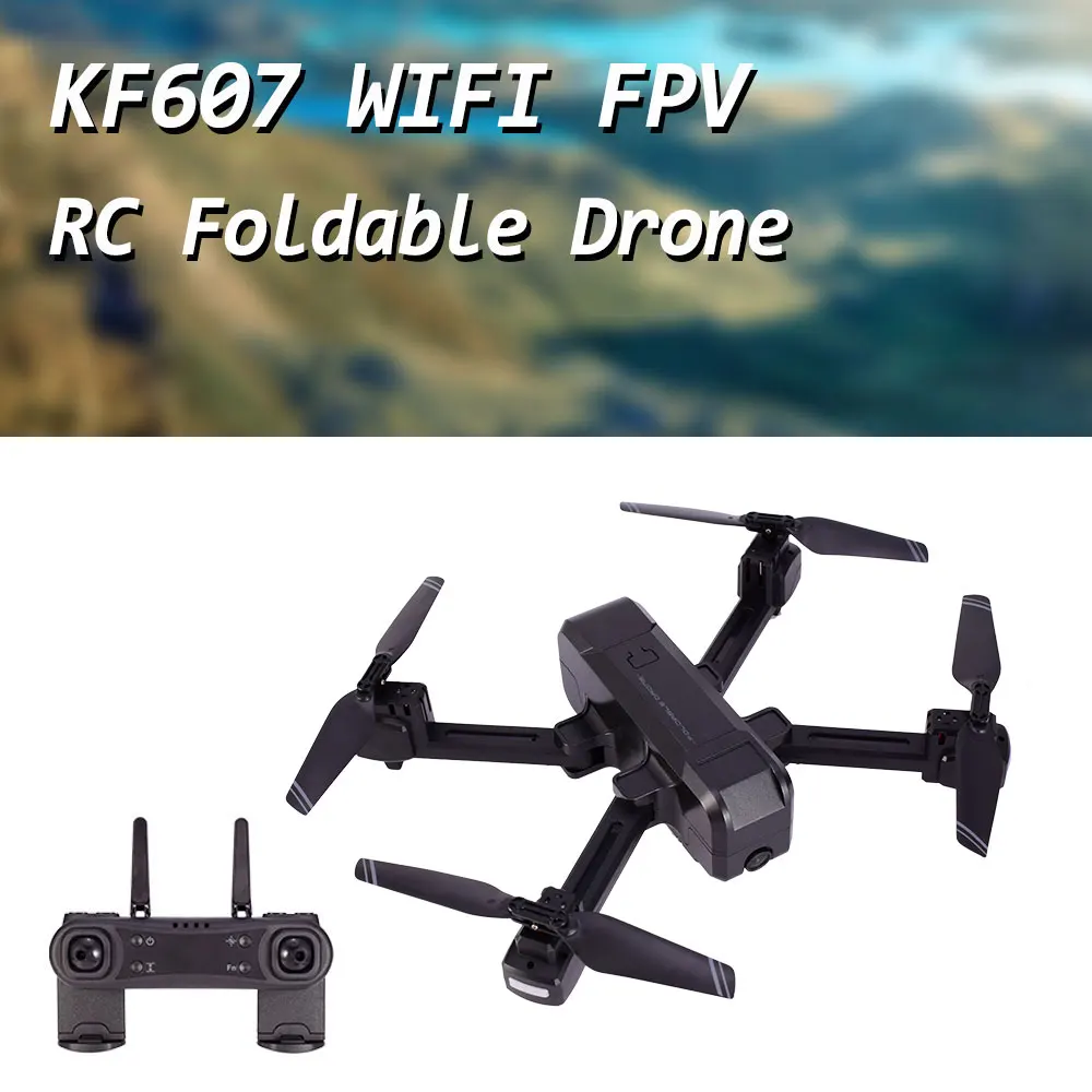 Складной Квадрокоптер KF607 с Wi Fi FPV радиоуправлением широкоугольная камера 1080P 4K HD