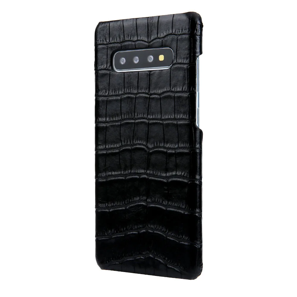 black Для samsung Galaxy S10 Plus кожаный чехол класса люкс; обувь из натуральной кожи с узором «крокодиловая кожа» задняя крышка чехол для телефона чехол для Galaxy S10 Funda - Цвет: black