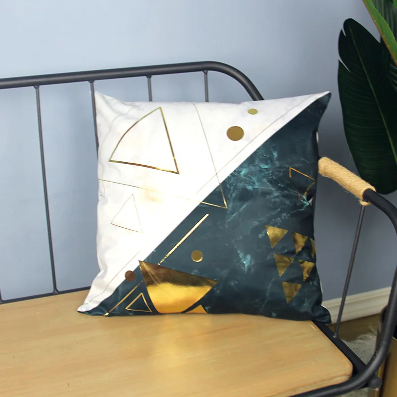 Бронзовая наволочка с мраморным рисунком в стиле ретро для подушки европейском
