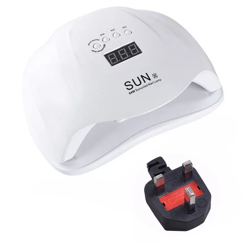 white-UKPLUG Светодиодный гель лампа для ногтей SUNX 54 Вт Сушилка для ногтей Светодиодная УФ-лампа для ногтей Гель-лак отверждаемая лампа 30 s/60 s таймер лампа для ЖК-дисплея для сушки ногтей - Цвет: white-UKPLUG