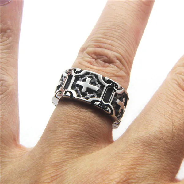 New Cross Ring 316L Stainless Steel Jewelry Cool Fashion Black Mens | Украшения и аксессуары