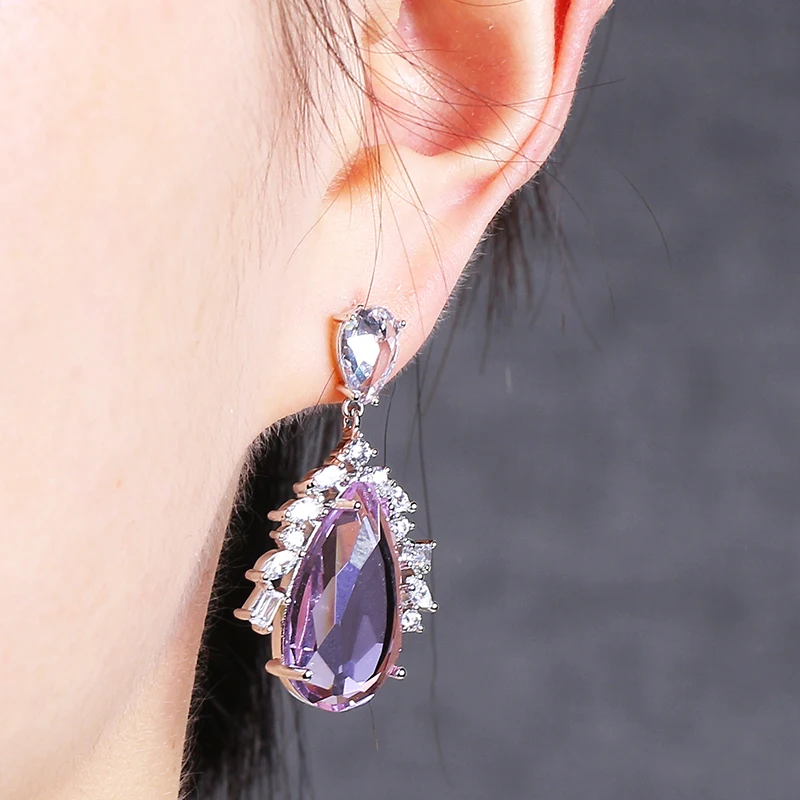 Большие капли воды Турмалин циркон серьги европейские роскошные женские