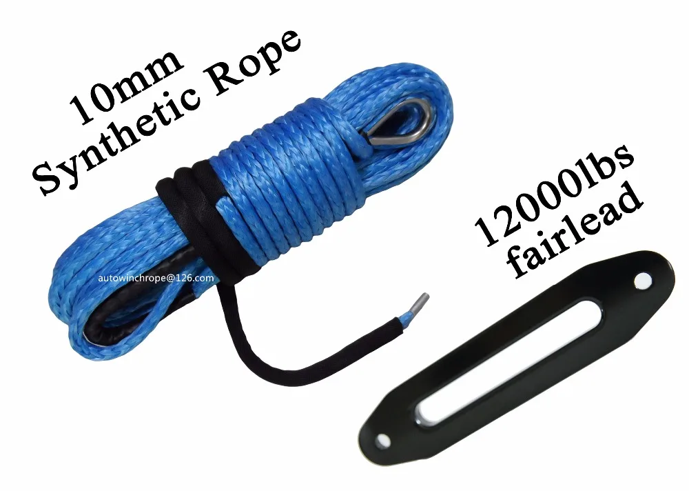 

Blue 10mm*30m Synthetic Rope add 10" Aluminum Fairlead,ATV Winch Cable,Off Road Rope,Plasma Rope