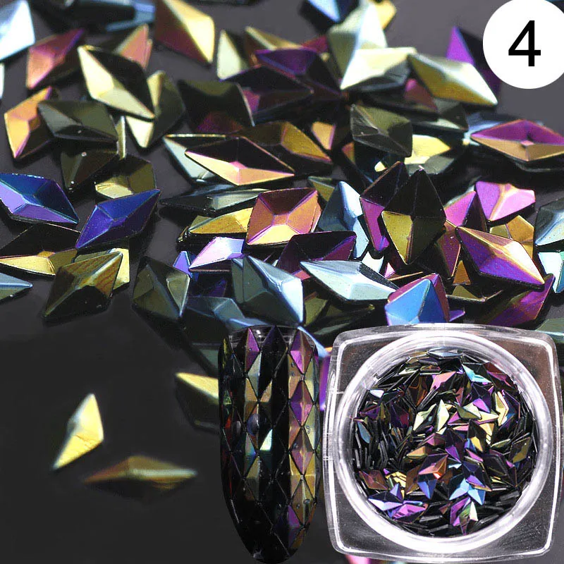 Стикер для дизайна ногтей красочные Блестящие Блестки Хамелеон Геометрия 3D