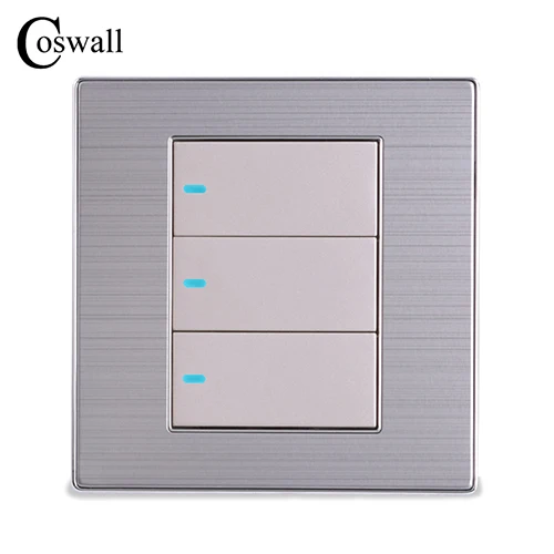 COSWALL 3 банды 1 способ роскошный светодиодный светильник Переключатель ВКЛ/ВЫКЛ настенный выключатель Матовая серебристая Панель мощность Conmutador 10A AC 110~ 250 В - Цвет: Champagne