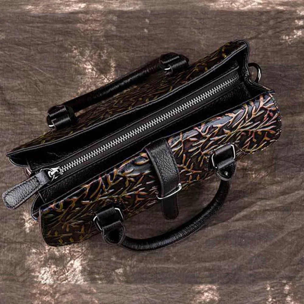 Женская сумка-тоут из натуральной кожи сумка-мессенджер через плечо с тиснением