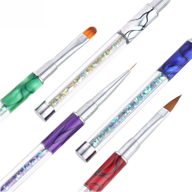 5 Стиль Мрамор пайетки акриловые ручки кисти для дизайна ногтей ручка УФ лак гель