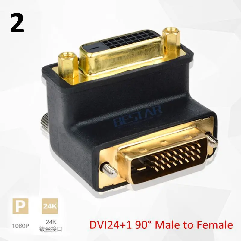 

DVI 24+5 24+1 Elbow Connector, 90 270 Degree Right Angle DVI To DVI male to male female to female Video Extension Adapter