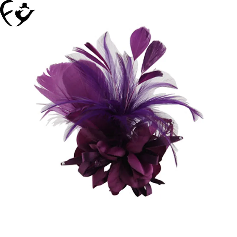 Брошь в виде цветка с перьями|flower brooch|feather flower broochhandmade brooch |