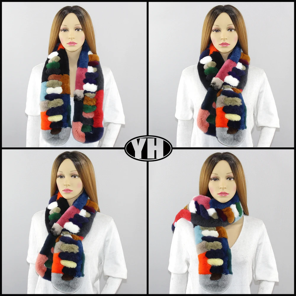 2019 Новое поступление женский зимний Настоящий мех кролика шарф мода леди 100%