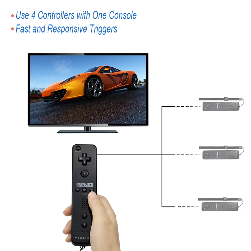 Для Nintendo для Wii беспроводной пульт дистанционного управления Встроенный Motion Plus +